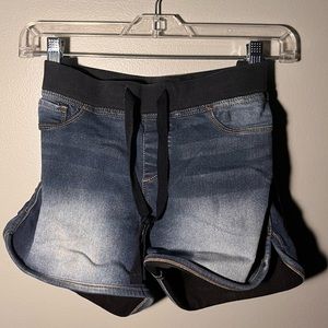 Faded Jean shorts with tie able waist band